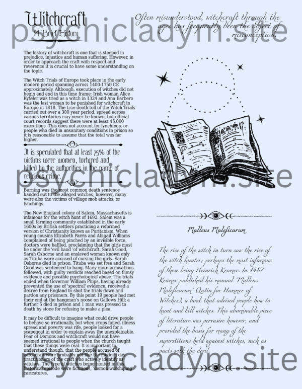 Witchcraft Fundamentals Worksheets