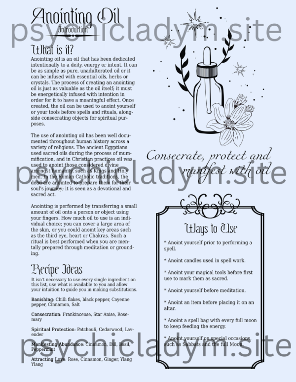 Anointing Oils Worksheets (Digital Download)